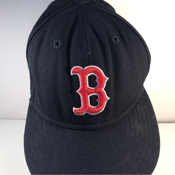 VINTAGE MLB 90s BOSTON RED SOX New Era Youth Fitted 6 3/8 Black Hat 59 Fifty - Picture 2 of 10
